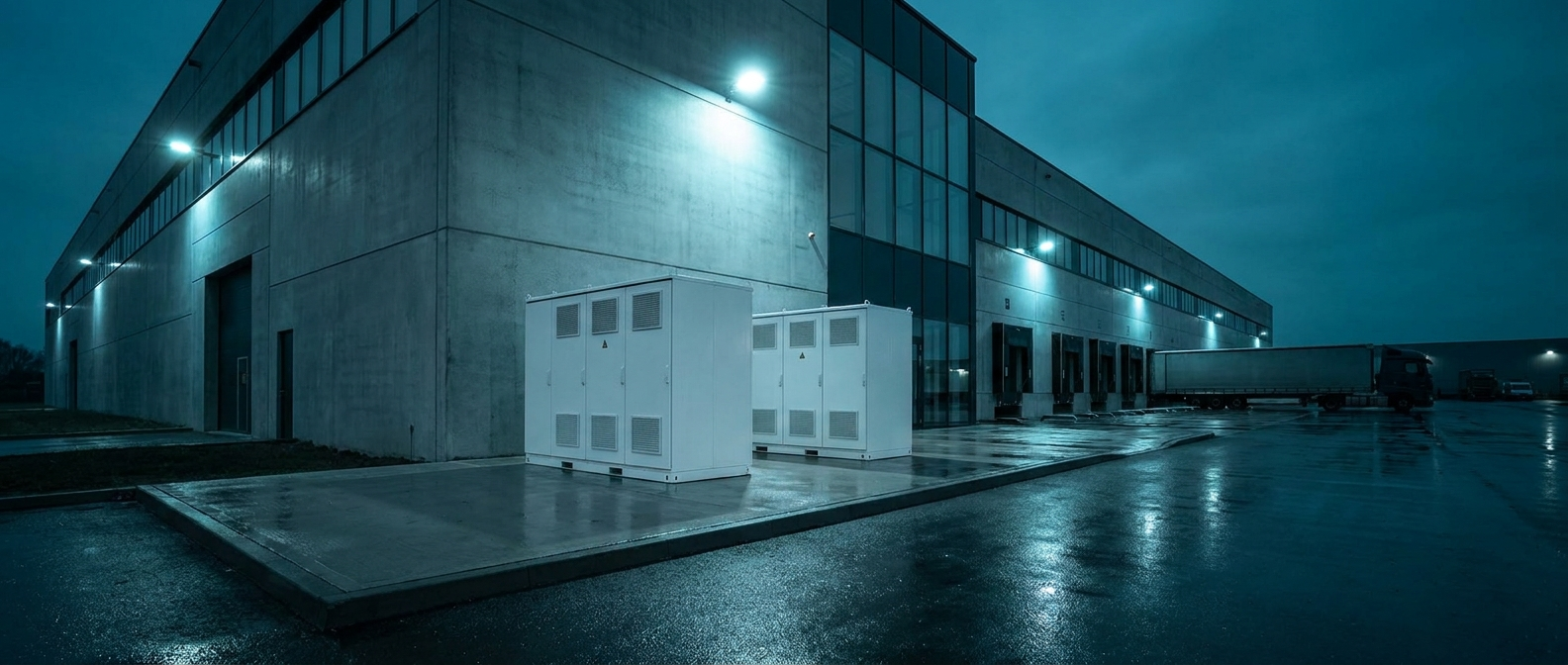 Commercial battery storage at a warehouse facility